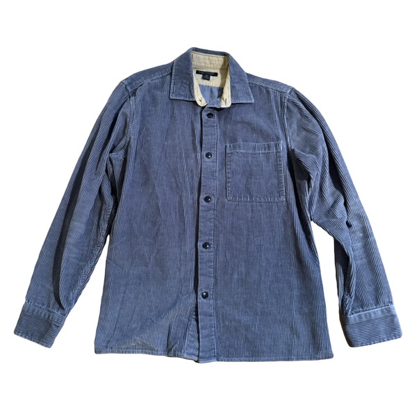 Men's Banana Republic Organic Cotton Corduroy Button Up Shirt, Blue, Size M - Picture 1 of 7